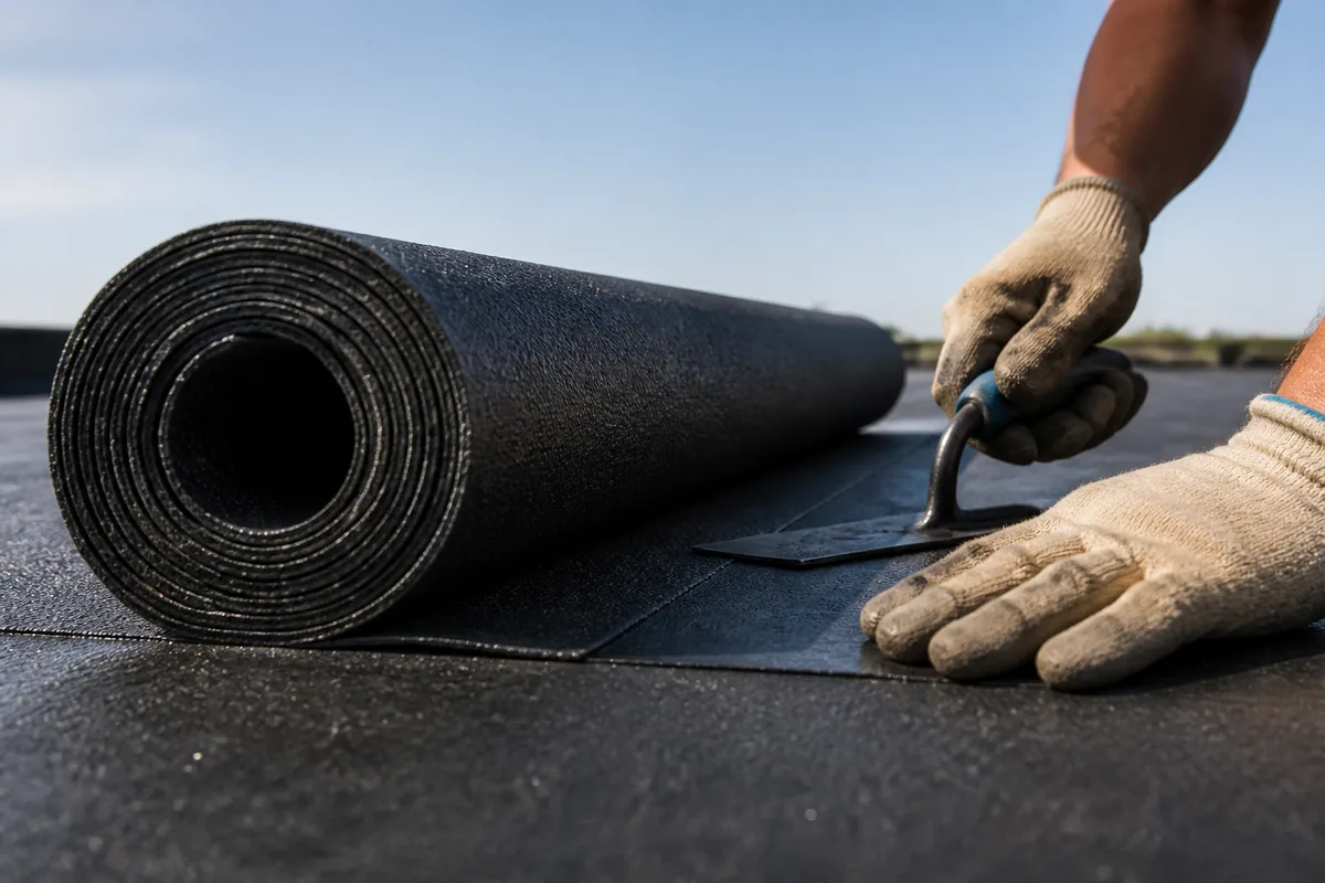 Pose d’une membrane d’étanchéité neuve sur une terrasse